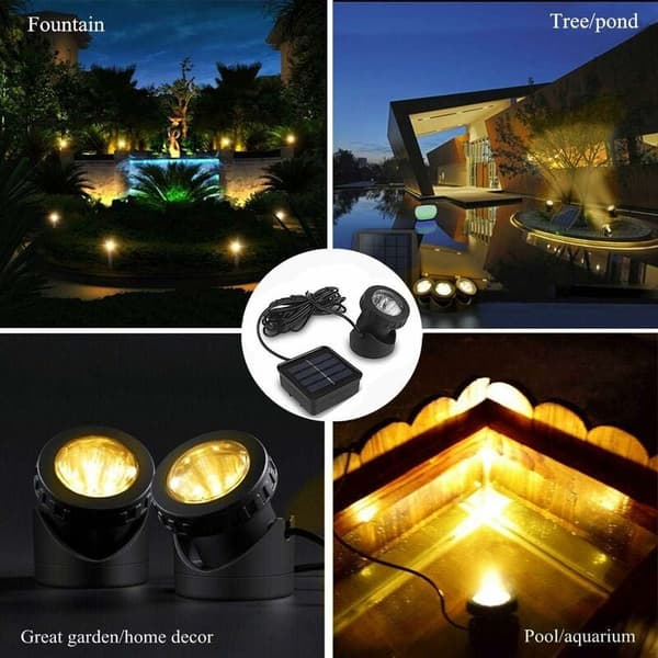 Solcellslampor för pool, 6 LED-undervattenslampor, solcellslampor för utomhusfontän, pool (varmvit)