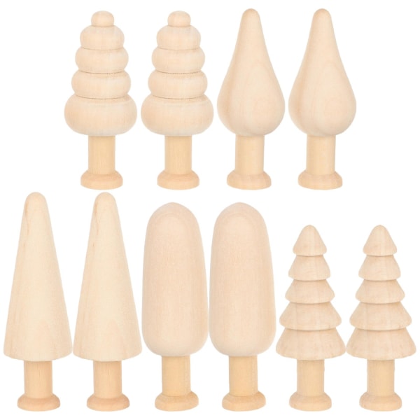 10-pakk tretrær blanke tegnetre leketøy Estetisk tredekorasjon (7,5 x 2,5 cm, som vist på bildet)