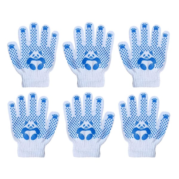 3 par arbejdshandsker i polybomuld til børns beskyttelseshandsker håndbeskyttere (14X12CM, blå)