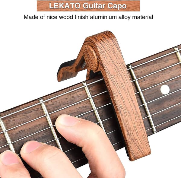6 Plektre (træ) til akustisk og elektrisk guitar, ukulele, mandolin og banjo sort