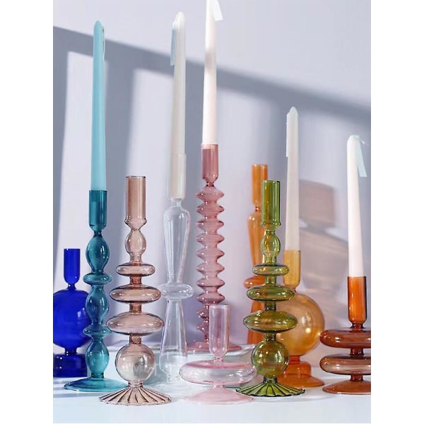 Ny Vintage Klar Glas Ljusstakar Stativ Mid Century Design Art Ljusstake（Grön）