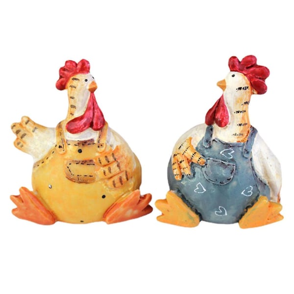 2-pack påsk kyckling form hantverksdekoration Miniatyr söt kyckling trädgårdsdekoration (6,5 x 4,5 cm, olika färger)