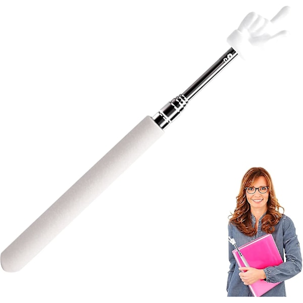 Teleskopisk lärarpekare, Mini Hand Pointers Finger Pointer Stick, Retractable Teacher Pointer, Presentation Tool White