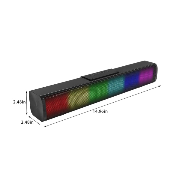 Lång ljudförstärkare, LED-pickupljus, subwoofer, datorbord, Bluetooth-högtalare, lång batteritid (svart)