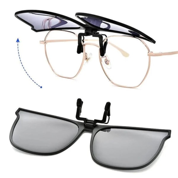 Polariserede Clip-on Flip Up Solbriller Uv400 Linser Reversible Polariseret Clip Xianmu_cc（Sølv）