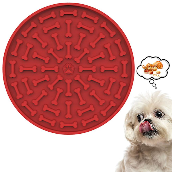 Dog Slow Dispensing Treater Mat Dog Lick pad Jordnötssmör Lick mat-Röd