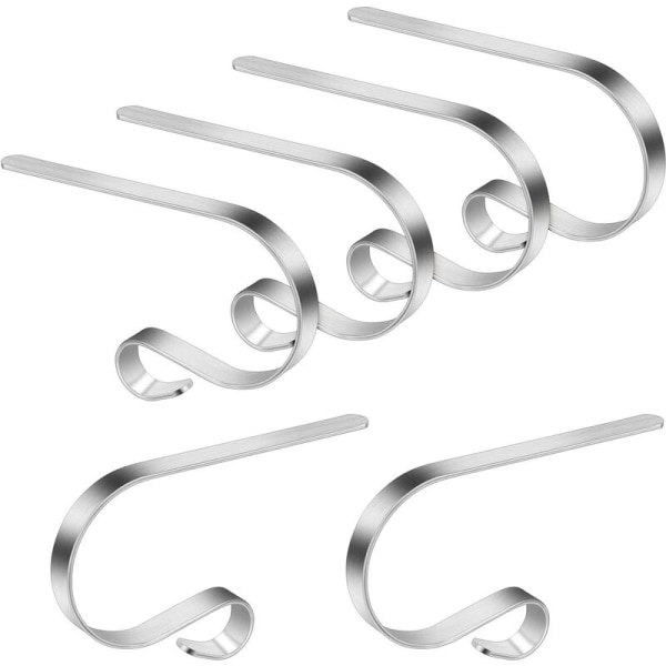 Julstrumpehållare, 6-pack tomte strumpor krokar tote hållare, juldekoration säkerhetshandtag strumpor klämmor, silver