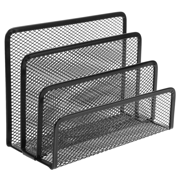 Metalnet skrivebordsopbevaringsboks hjemmekontor mappe brevmagasinstativ (sort) (17,50X13,00X8,20CM, sort)