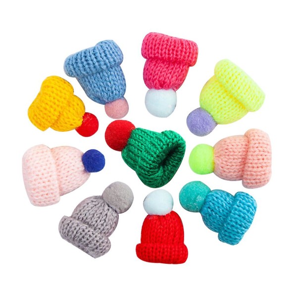 55-pack DIY Mini Hat Ornamenter Stickade Hatt Leksaker Barn Flickor Handgjorda Hantverksmaterial (Blandade färger) (3X5 cm, som visas på bilden)