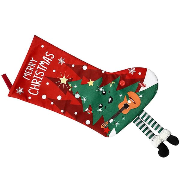 Juletema jule strømpe vedhæng juletræ pynt jule slikpose (46X25,5cm, multi-farve 4 stk.)