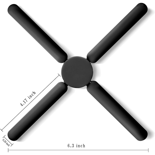 3-pack hopfällbart silikonunderlägg - halkfritt hopfällbart korsdesign, kompakt expanderbart silikonunderlägg, svart
