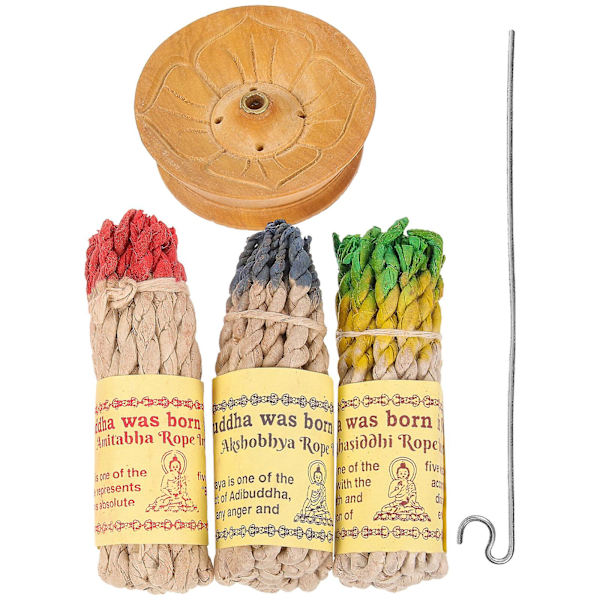 1 sæt røgelsesreb brænder, aromaterapi, røgelsesreb holder, røgelsesbakke med reb røgelse (18X7CM, som vist på billedet)