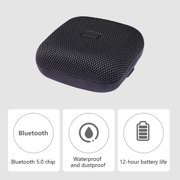 Ny utomhus Bluetooth-högtalare, bärbar, inte rädd för stänkvatten, subwoofer med hög volym, mini trådlöst nätverkskort, minihögtalare (svart)