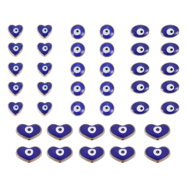 40 udsøgte onde øjne-designperler håndlavede håndværksvedhæng gør-det-selv-tilbehør (1,4X0,7CM, blå)