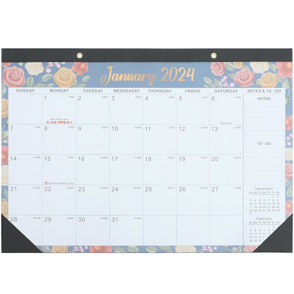 Kontorkalender Engelsk Vægkalender Noter Vægkalender Kontorartikler (43X30.5X0.5CM, som vist på billedet)