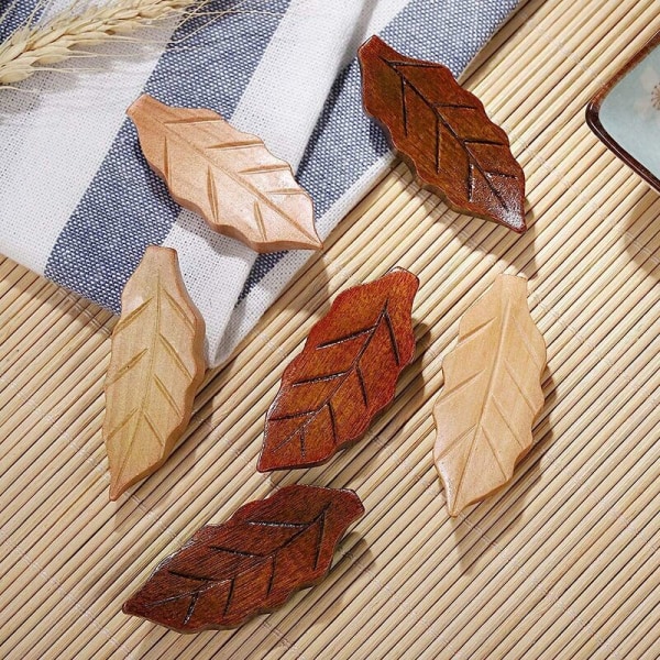 Lövformade träpinnarhållare - japanskt pinnstöd (6 st)