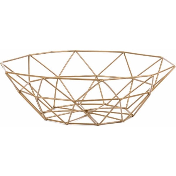 Creative Geometric Wire Fruktskål, förvaringskorgar för bordsskivor för frukt, grönsaker, bröd, snacks, potpurri (guld)