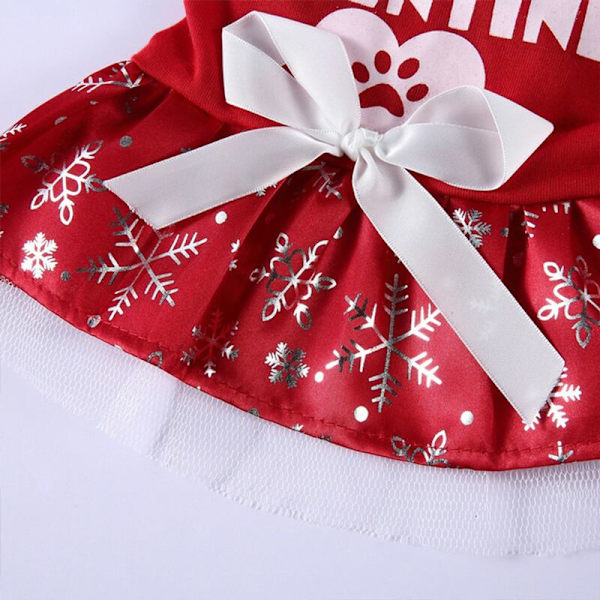 Hundkostym Halloween Kattkläder Jul Semester Temafest Snöflingaklänningar med rosett (XL)