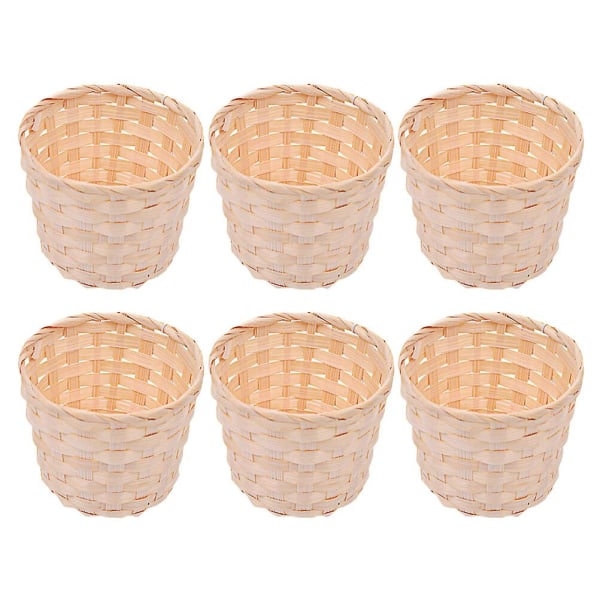 6 pieces hand-woven storage basket wooden desktop storage basket sundry storage box (7.5X7.5X6CM, as shown in the picture)