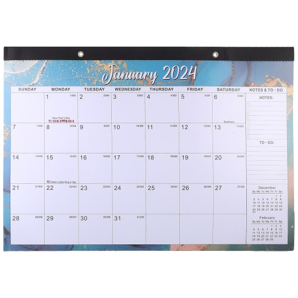 Veggkalender Engelsk kalender månedskalender vegghengende daglig kalender (43X30.5CM, som vist på bildet)