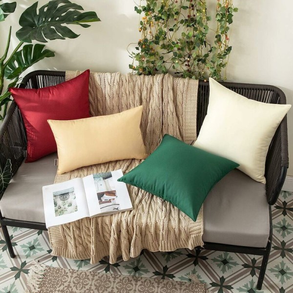 2-pack dekorativa kuddfodral vattentäta utomhus, trädgårdskudde, uteplatskuddfodral, tält, soffa, 12\" x 20\", beige, 20\" x 30\", gråblå