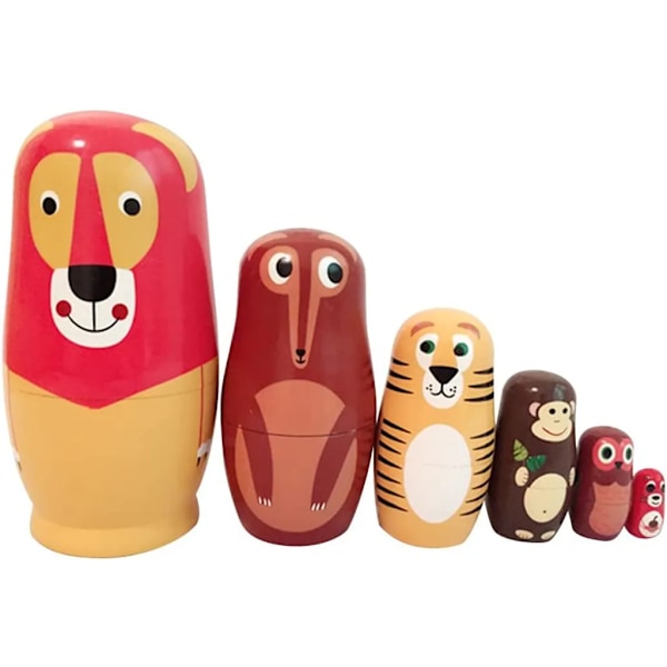 Trä Ryska Nesting Dolls Barn Leksak Present i Djurform