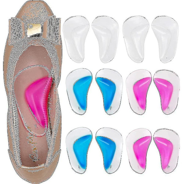 Gel Arch Support Pads Plantar Fasciitis Inläggssulor. 6 Par Självhäftande Hög Arch Pad-YGWL