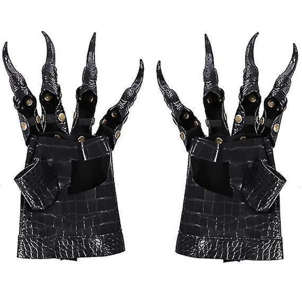 Halloween Hansker Kostyme Festrekvisitter Dress Up Dragon Claw Gloves Nail Gloves Black