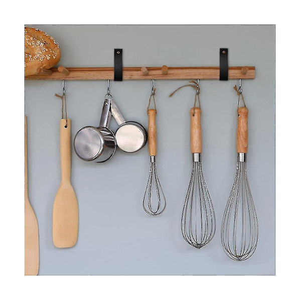 10 st väggkrokar, pu läder gardinstångshållare, läderhängande fäste diy krok vägg boho brun-YGWL