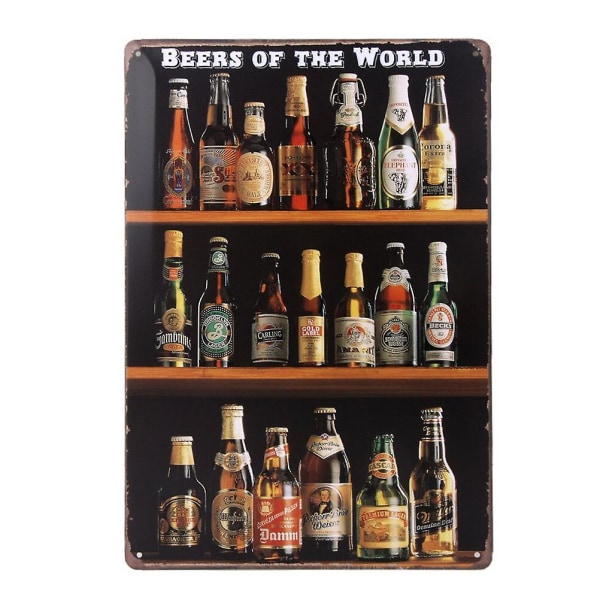 World Beer Retro Vintage Bar Sign Tin Sign Vintage Wall Decor (Som vist på billedet)
