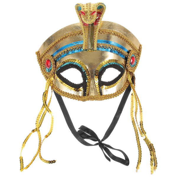 Halloween-mask i egyptisk stil halvansiktsmask för kvinnor Cosplay-rekvisita Halloween-festtillbehör (38X21 cm, som visas i bild 2)