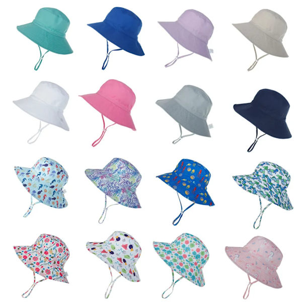 Baby Solhatt UPF 50+ Solskydd Småbarn Sommarhatt Justerbar Flytande Strandhink för Spädbarn, Pojkar, Flickor, Barn, Rosa, S