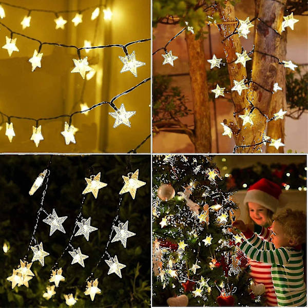 Solcelledrevne julelys udendørs stjernelys streng, 39ft Twinkle Fairy