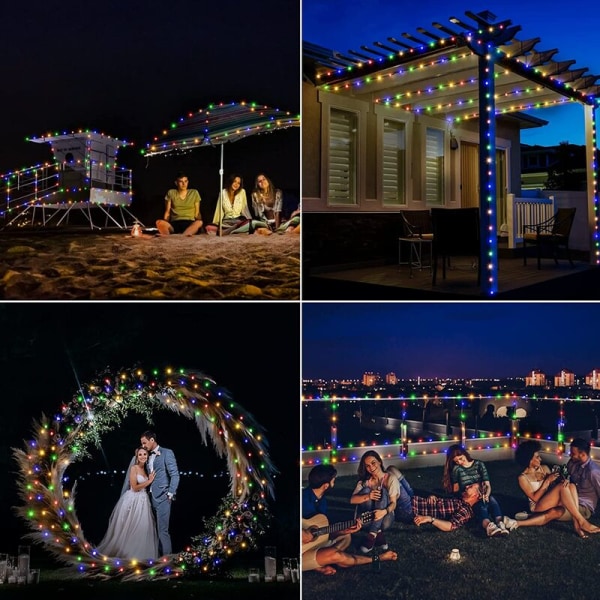 USB-drivna ljusslinga med fjärrkontroll, 10 meter, 100 LED-lampor, blinkande lampor för jul och sovrum, vit