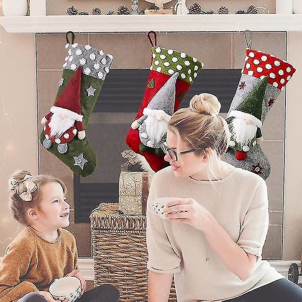 Jultomte Strumpa Hängande Prydnad Presentförpackning Dekor(grön)(1st)