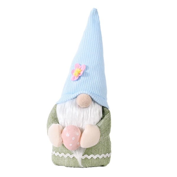 Ansiktslös Gnome Toy Vit Morrhår Stor näsa Bedårande rosettdesign Slitstark påskplyschleksak med kaninöron Ansiktslösa Gnome Hemtillbehör（Grön）