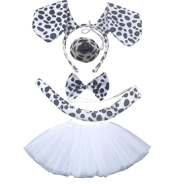 Dachshund Dog Ears Hodebånd Sløyfe Hale Skjørt Hansker Dyr Fancy Dress Up Ha（A）