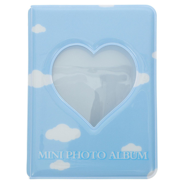 Mini fotoalbum hullet hjerteformet lite fotoalbum bilde kort fotoalbumholder (11X8CM, himmelblå)