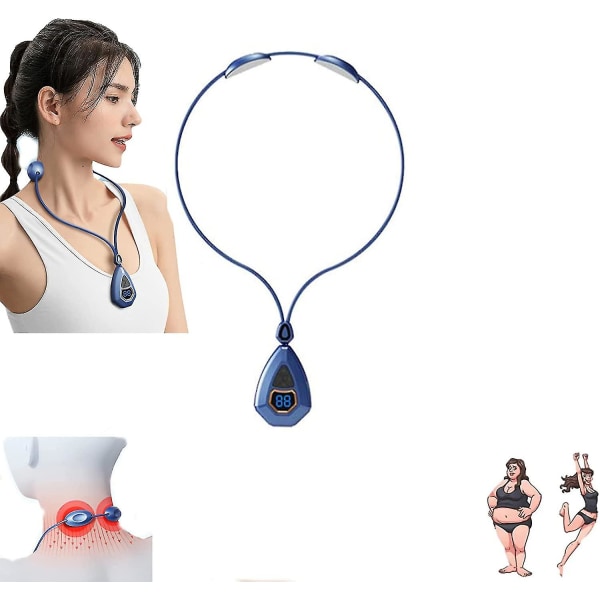Ems lymfatisk avlastende nakkemassasje, Ems bærbar lymfatisk nakkemassasjeapparat, elektrisk pulse nakkemassasje for smertelindring (blå)
