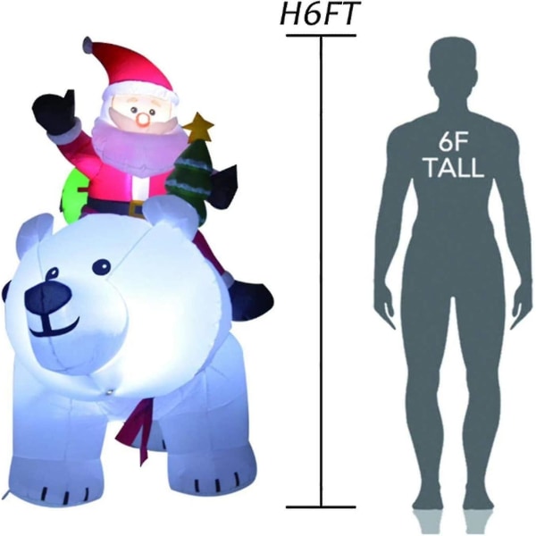 Oppustelig julemand, fleece bjørnedekoration udendørs indendørs oppustelig juleoppustelig juleoppustelig oppustelig dukke brug hver dag, 2m,-