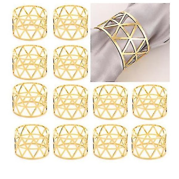 Servietringe, 12 stk. Udhulede servietringeholdere Servietring（guld）