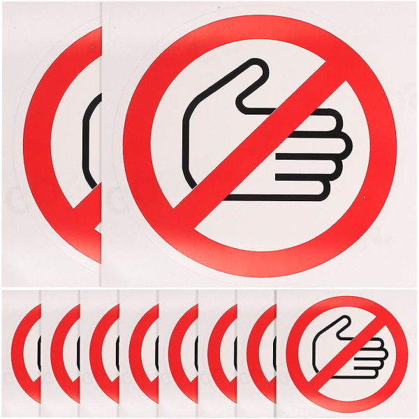 10 ark vinyl berör inte klistermärken säkerhetsvarningsskylt klistermärken inga beröringsskyltar (3X3X0.05CM, som visas på bilden)