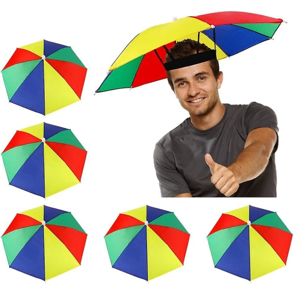 5 stk paraplyhatte med elastik, paraply solsejl foldbar hat, farverig fiske paraply hat til voksne børn golf camping