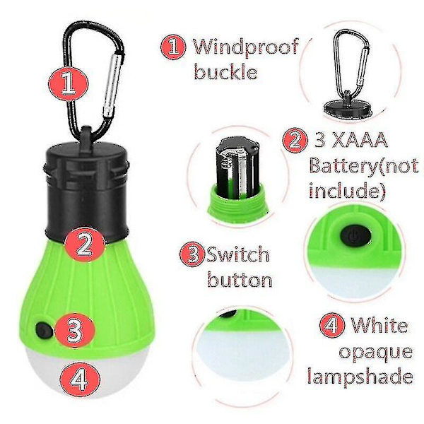 4 st LED Camping Lamp Nödlampor Bärbar Tält Lykta Vattentät Hängande Lampor