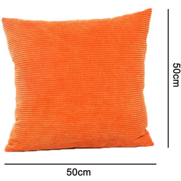 Set med 2 mjuka dekorativa fyrkantiga kuddfodral i manchester, örngott, dekorationer för soffa, bäddsoffa, stol 50 x 50 cm orange