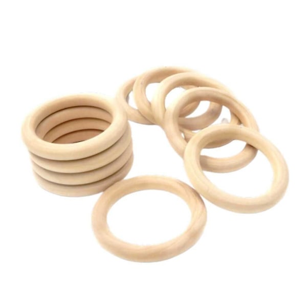 25-delers gjør-det-selv-tannring tilbehør naturlig tre ring leketøy tilbehør tre ytre diameter 68 mm (6,8X6,8 cm, som vist på bildet)