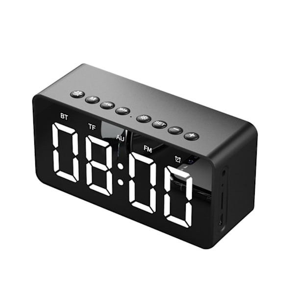 3 i 1 väckarklocka digital klocka med Bluetooth-högtalare högtalare för PC spegel stor LED-display handsfree-samtal stöd kort AUX（svart）