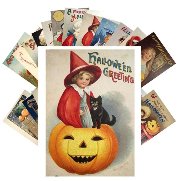 Uudet 24kpl Halloween-muistikortit kirjekuorilla Vintage Halloween-onnittelukortit Postikortit
