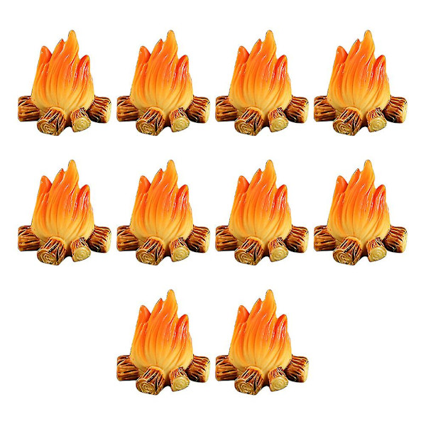 10-pak miniature bålmodel falsk harpiks bålmodel miniature dekorationer (2.8X2.1X2CM, multi-farve)