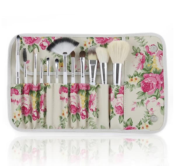 12 Rose flower makeup brushes (white)